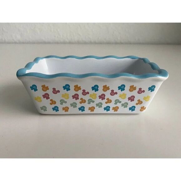 Disney Mickey Ears Valentine’s Mini Loaf Bread Baking Pan Dish Ceramic New - Picture 1 of 7